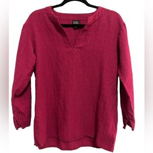Eileen Fisher Linen Blend V-Neck Blouse